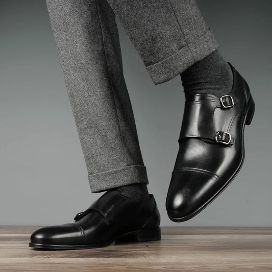 Double Monk Strap Black