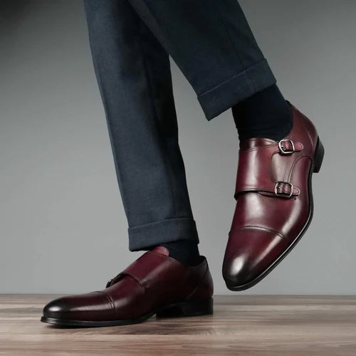 Bourne Oxblood Monk Strap Shoes